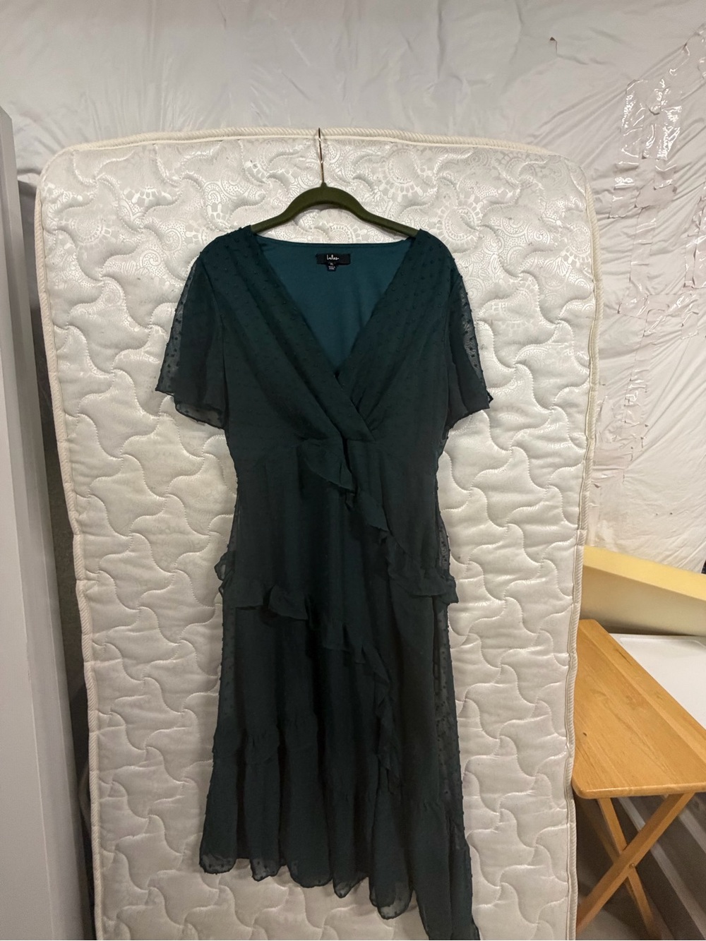 Lulus XL Swiss Dot Sage Green Midi Dress